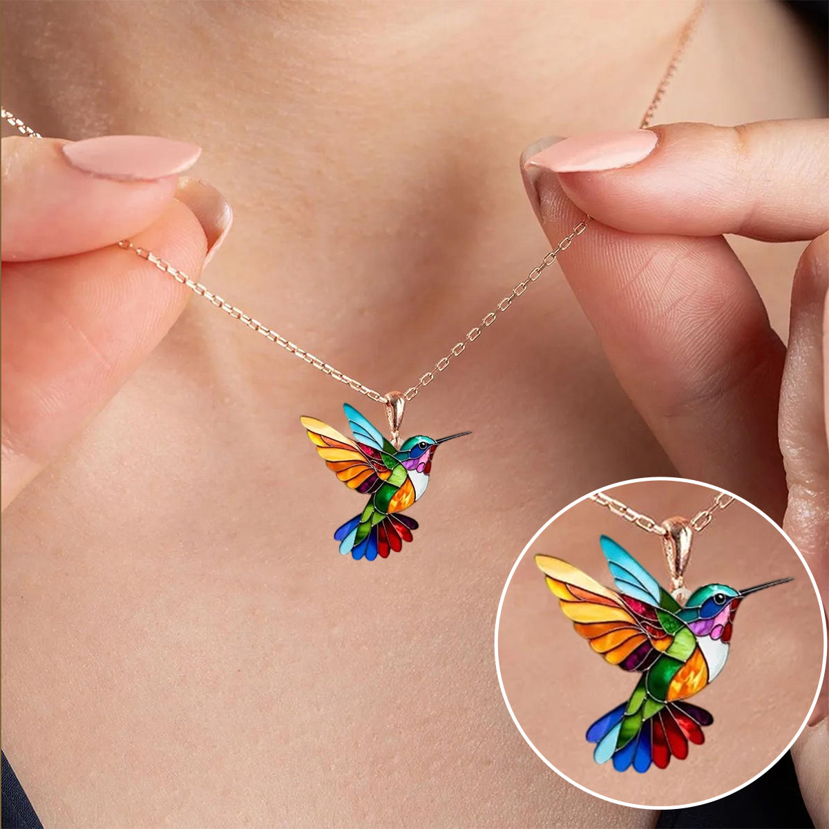 Althéara - Collier colibri coloré