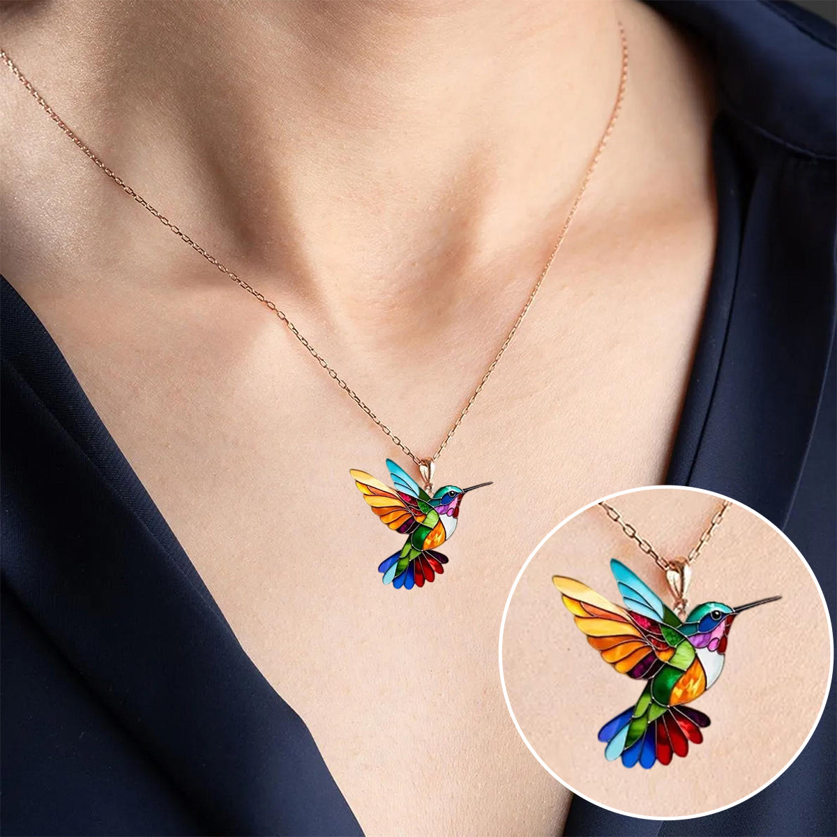 Althéara - Collier colibri coloré