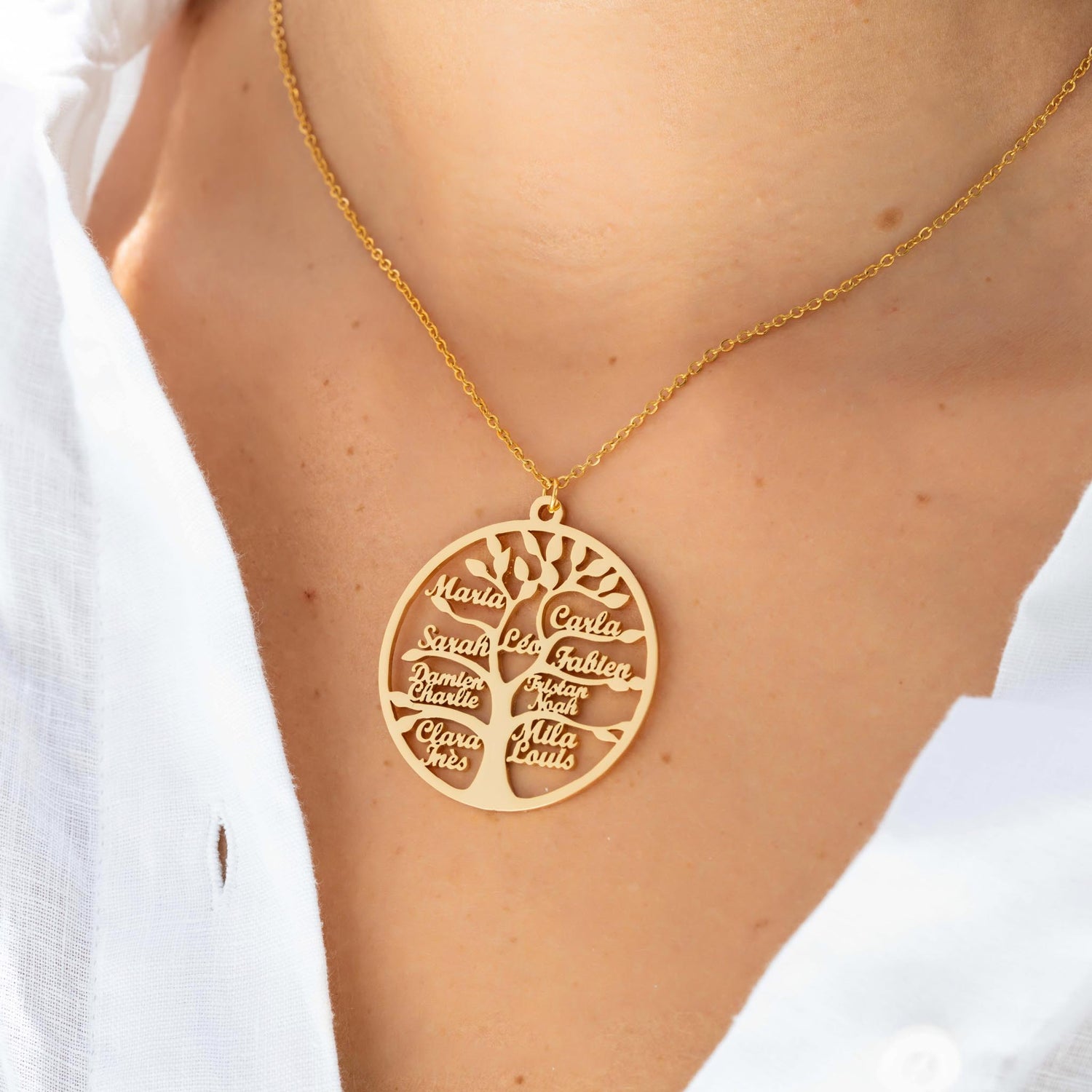 Althéara - Collier arbre de vie personnalisé (jusqu’à 13 prénoms)